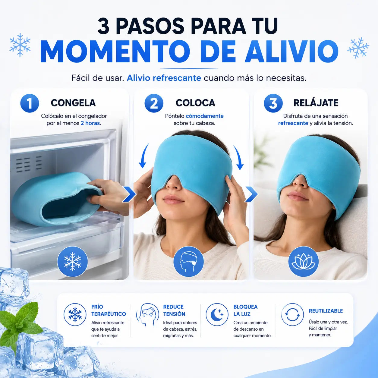 Gorro Terapéutico VORA™ de Gel Frío 360°