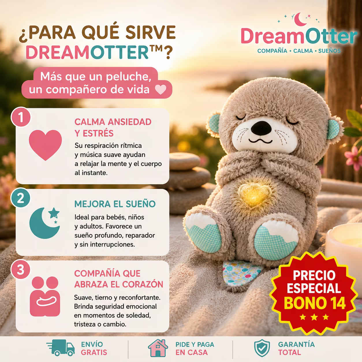 DreamOtter™ - Peluche Relajante de Respiración para Dormir