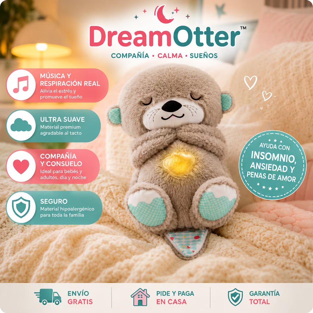 DreamOtter™ - Peluche Relajante de Respiración para Dormir