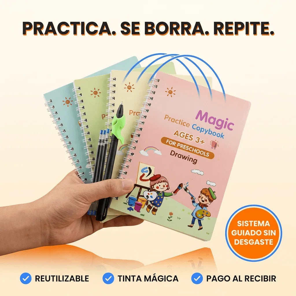 Cuadernos mágicos: practica, se borra, repite