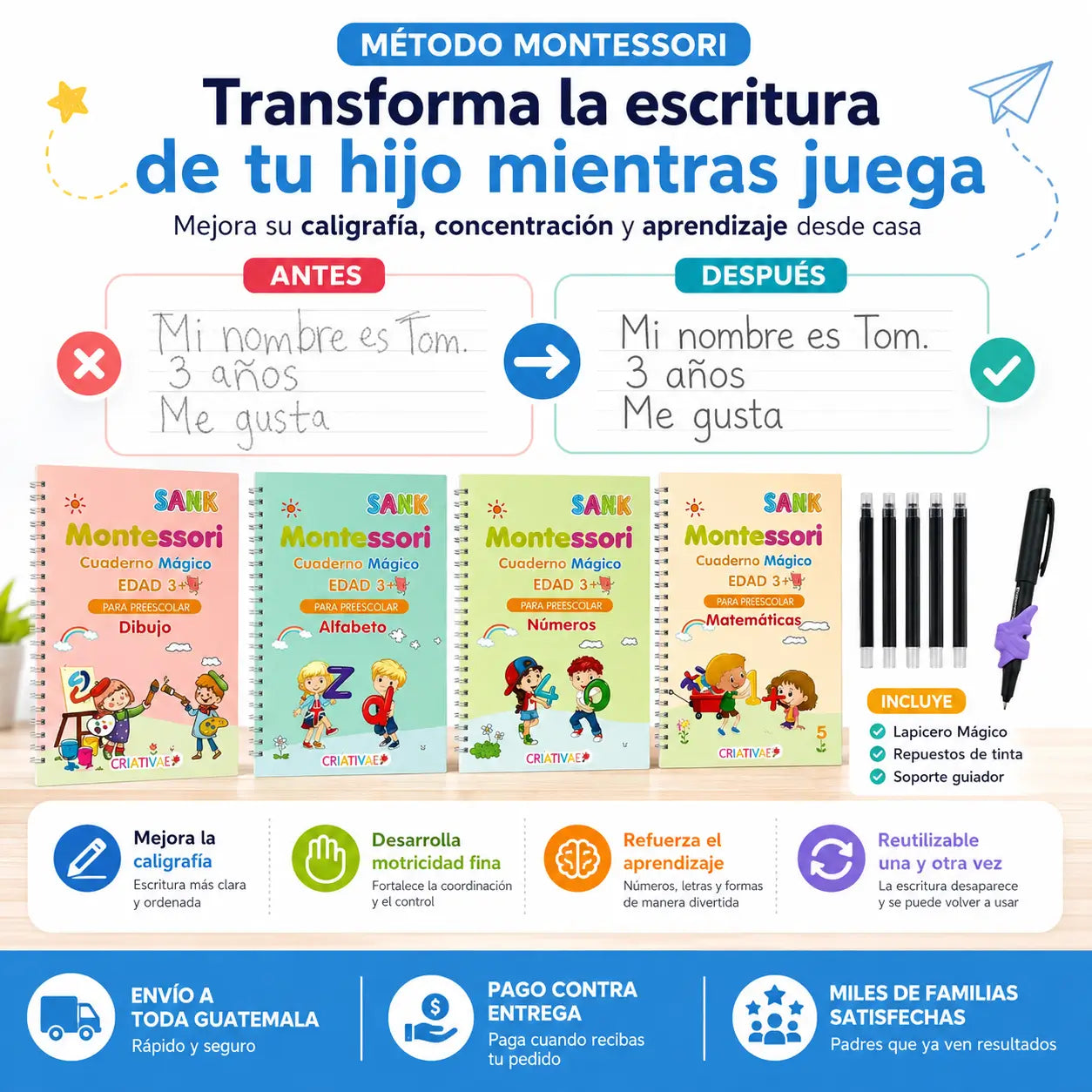 Kit de 4 Cuadernos Mágicos Reutilizables