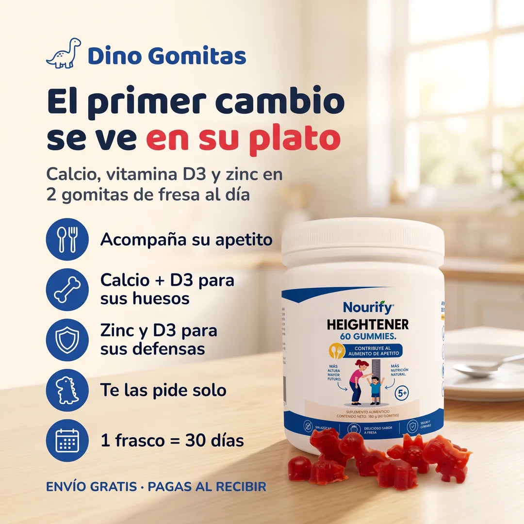 Dino Gomitas Heightener: el primer cambio se ve en su plato