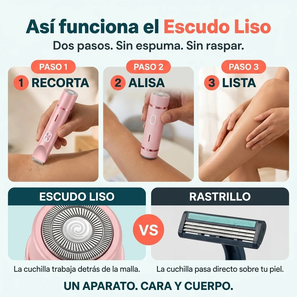 Escudo Liso: la cuchilla trabaja detrás de una malla
