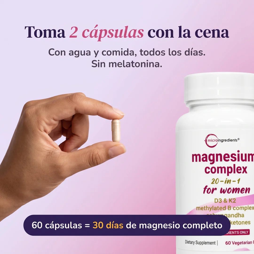 Toma 2 cápsulas de MAGNIA con la cena: 60 cápsulas, 30 días