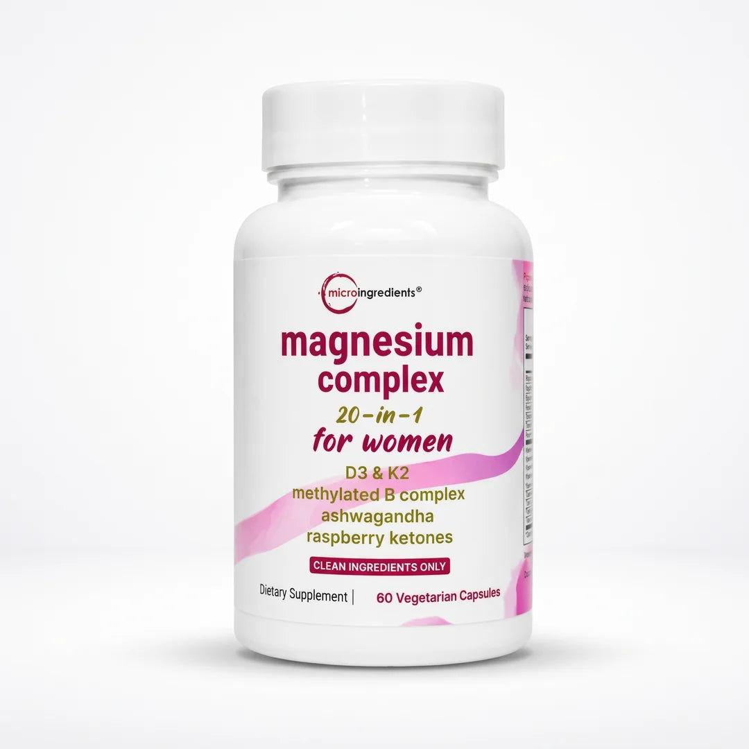 Frasco MAGNIA: Micro Ingredients Magnesium Complex 20-in-1 for Women, 60 cápsulas vegetales
