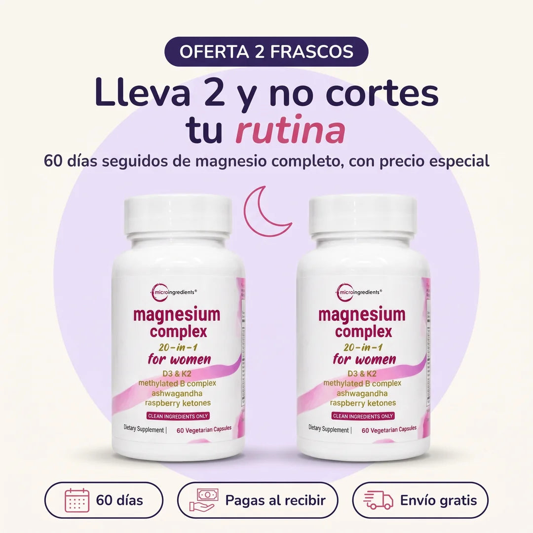 Oferta MAGNIA 2 frascos: 60 días seguidos de magnesio completo, pagas al recibir y envío gratis