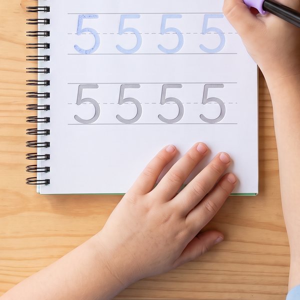 Fila de números 5 lista para escribir otra vez